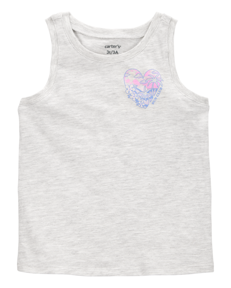 Toddler Heart "Sun Club" Muscle Tank - Heather Grey, image 1 of 3 slides
