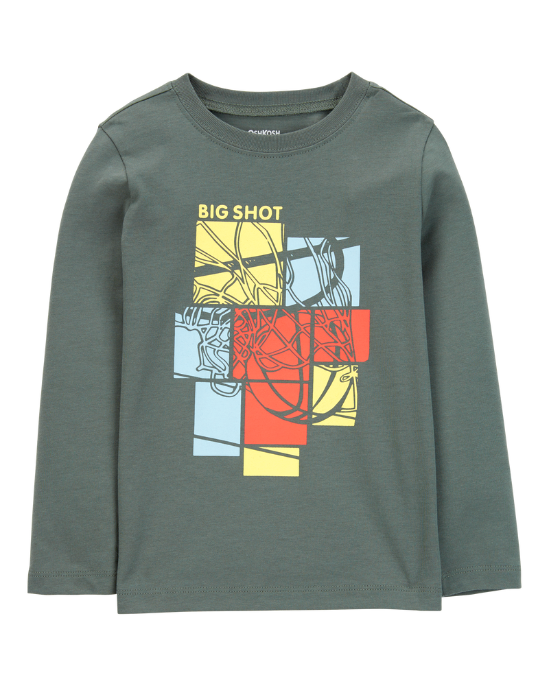 Toddler Basketball Long-Sleeve Graphic Tee - Green, image 1 of 3 slides