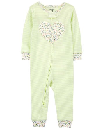 Toddler 1-Piece Heart 100% Snug Fit Cotton Footless Pajamas, 