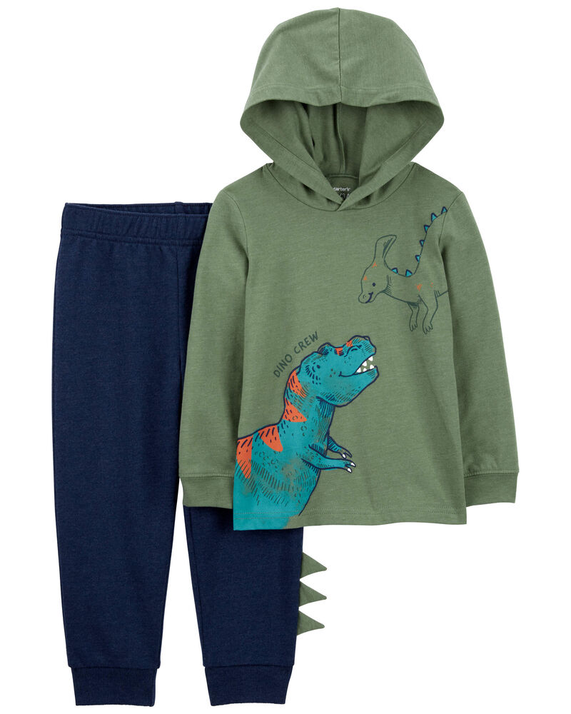 Toddler 2-Piece Dinosaur Hooded Tee & Jogger Set, image 1 of 3 slides