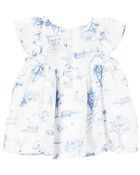 Baby Toile Print Crepe Dress, image 2 of 4 slides