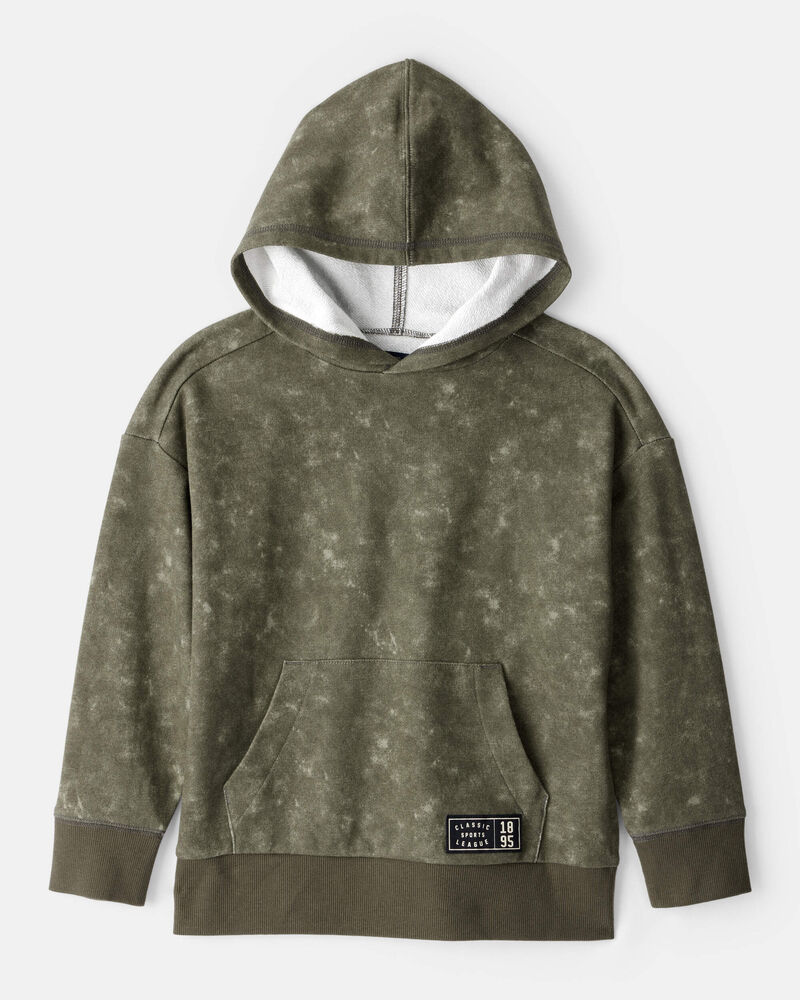 Boys French Terry Acid Wash Hoodie - Green, image 1 of 3 slides