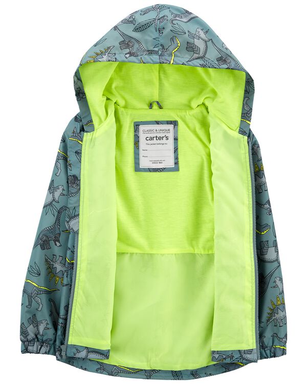 Green Kid Dinosaur Rain Jacket