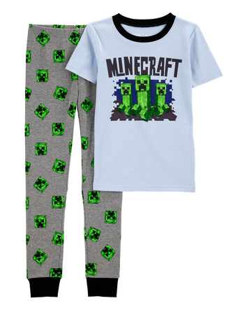 Kid Minecraft Snug Fit Cotton 2-Piece Pajamas - Blue, 