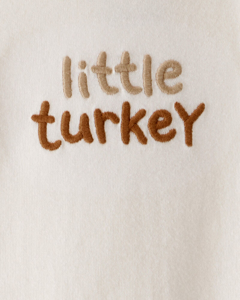 Baby Little Turkey Cotton Long-Sleeve Graphic Bodysuit - White, image 3 of 4 slides