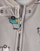 Baby Boy Print Loose Fit Long-Sleeve 2-Way Zip 1-Piece Pajamas, image 2 of 4 slides