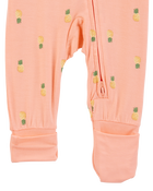 Baby Girl Pineapple Print 2-Way Zip PurelySoft Convertible Foot Sleep & Play Pajamas - Coral, image 2 of 7 slides