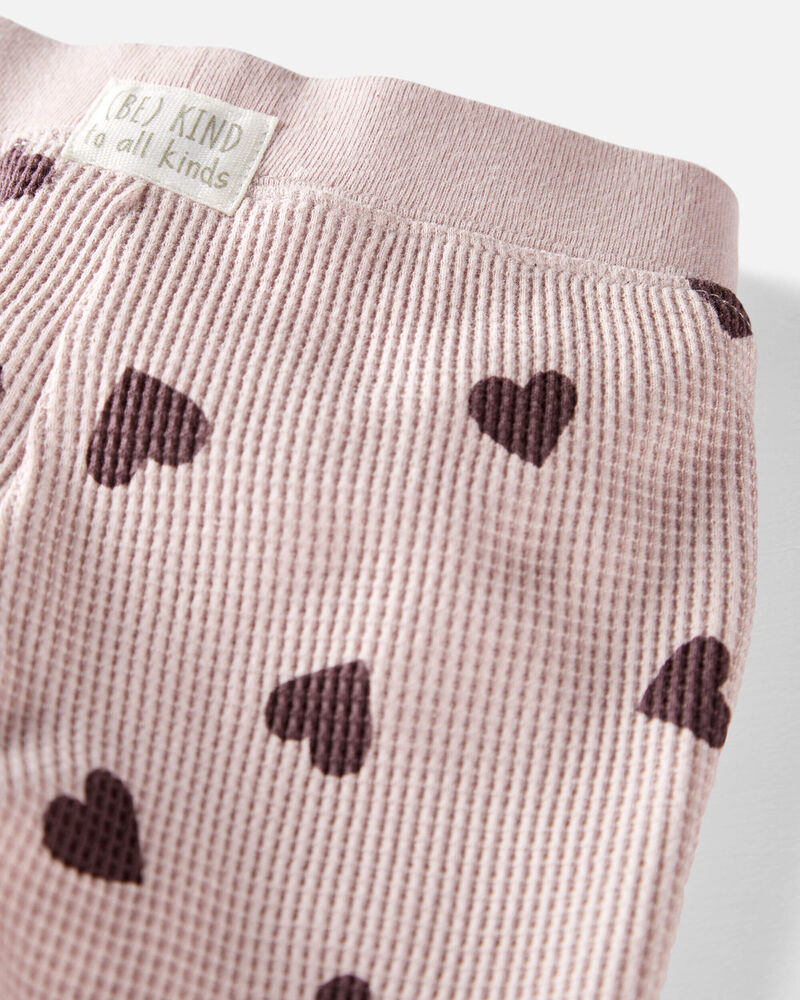Baby Waffle Knit Set Made with Organic Cotton in Heart Print
, image 2 of 4 slides