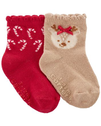 Baby 2-Pack Christmas Booties, 