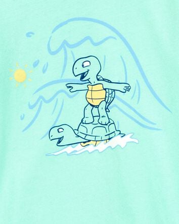 Toddler Boy Surfing Turtle Short-Sleeve Graphic Tee - Aqua, 