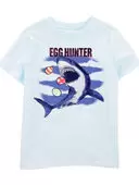 Blue - Kid Egg Hunter Shark Graphic Tee