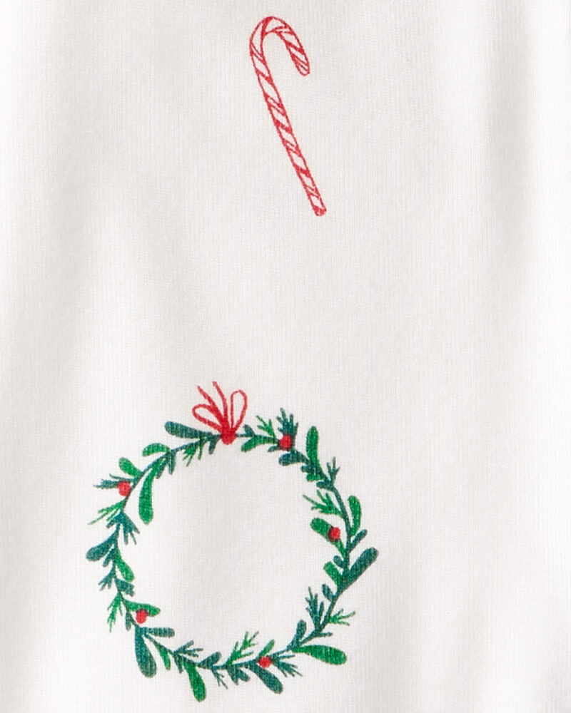 Baby Wreath Print PurelySoft Long-Sleeve Sleep & Play Pajamas - Ivory, image 4 of 7 slides