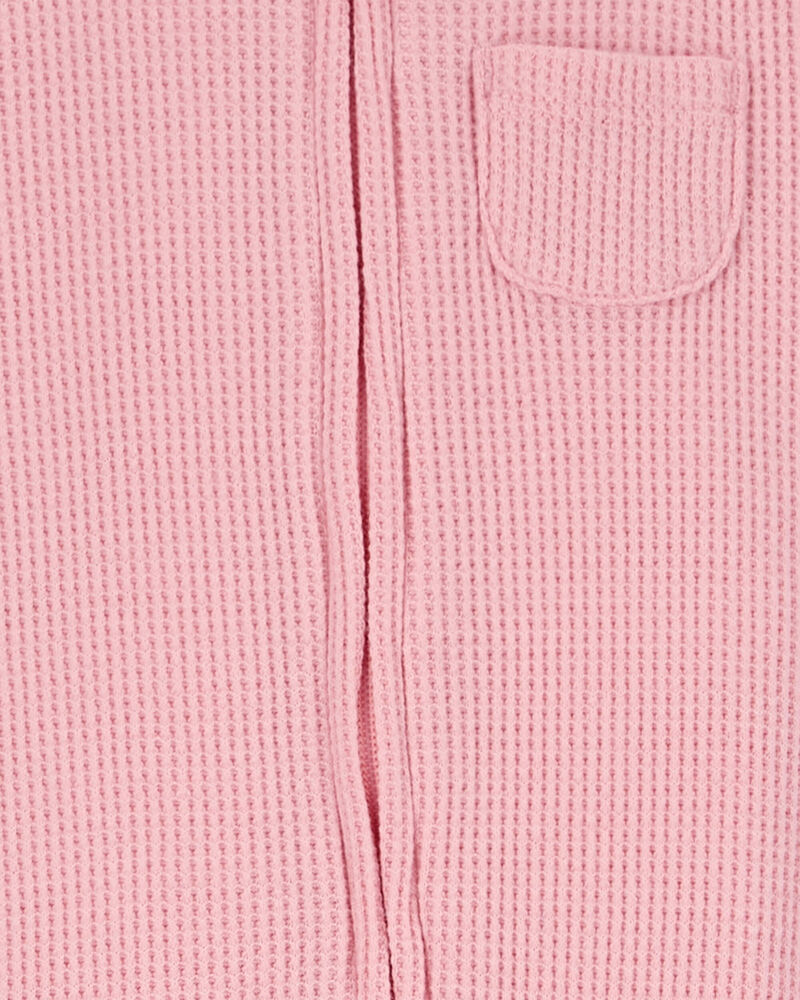 Baby Floral 2-Way Zip Waffle Knit Sleep & Play Pajamas - Pink, image 2 of 4 slides