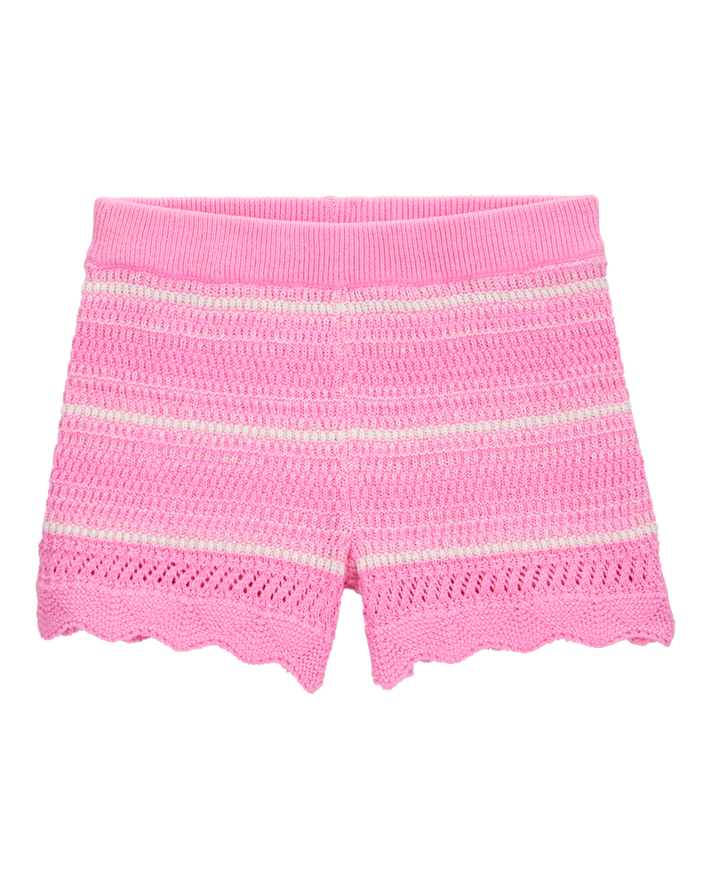 Toddler Striped Crotchet Knit Shorts - Pink, image 1 of 7 slides