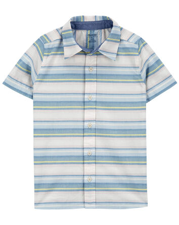 Kid Baja Stripe Button-Front Short Sleeve Shirt, 