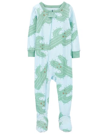 Toddler 1-Piece Cactus 100% Snug Fit Cotton Footie Pajamas, 