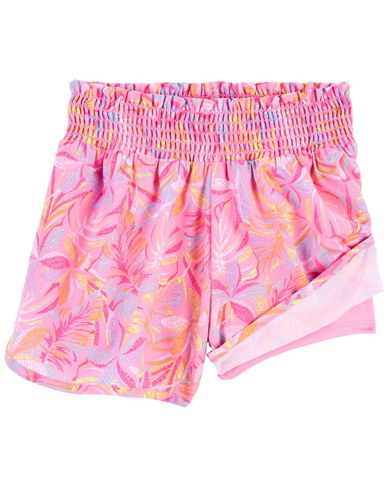 Kid Smocked Shorts in Moisture Wicking Active Fabric, image 2 of 3 slides