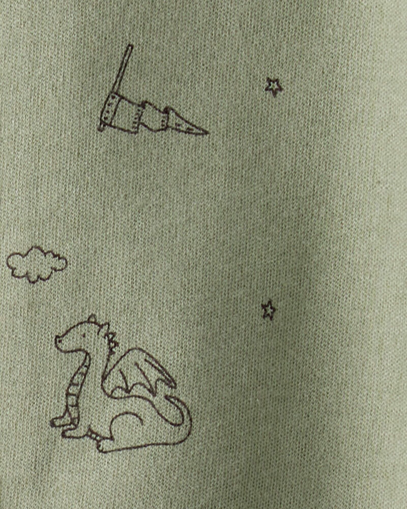 Baby Boy Dragon Print 100% Cotton Long-Sleeve Sleep & Play - Green, image 3 of 4 slides
