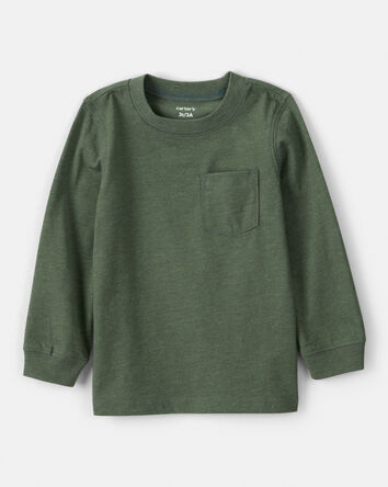 Toddler Boy Long-Sleeve Pocket Tee - Dark Green, 