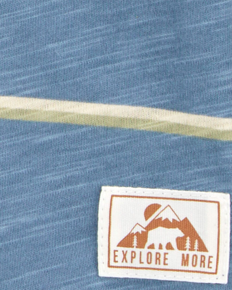Baby Striped Cotton Blend Long-Sleeve Henley - Blue, image 2 of 3 slides