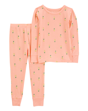 Toddler Girl Pineapple Print PurelySoft 2-Piece Pajamas - Coral, 