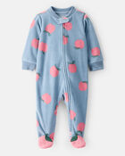 Baby Girl Apple Print Loose Fit Long-Sleeve Sleep & Play - Blue, image 1 of 4 slides