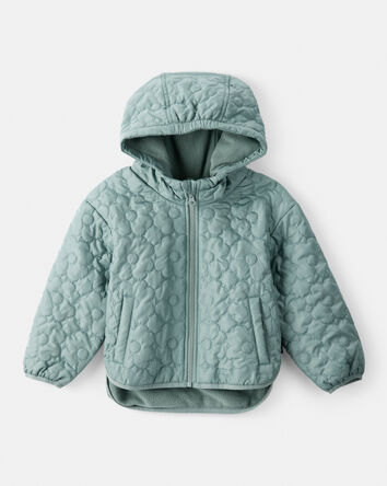Toddler Girl Floral Quilted Long-Sleeve Midweight Jacket - Green, 