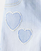 Toddler  Heart Embroidered Iconic Denim Wide Leg Jeans - Cowboy Wash, image 3 of 6 slides