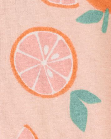 Baby Orange Print Snug Fit Cotton Footless 1-Piece Pajamas - Pink, 