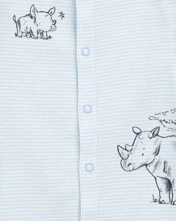 Baby Rhino Striped Short-Sleeve Romper - Blue, 