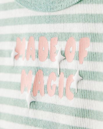 Baby Girl Made of Magic' Striped Long-Sleeve Top - Green, 