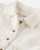 Baby Organic Cotton Button-Front Dress in Cream, image 4 of 6 slides