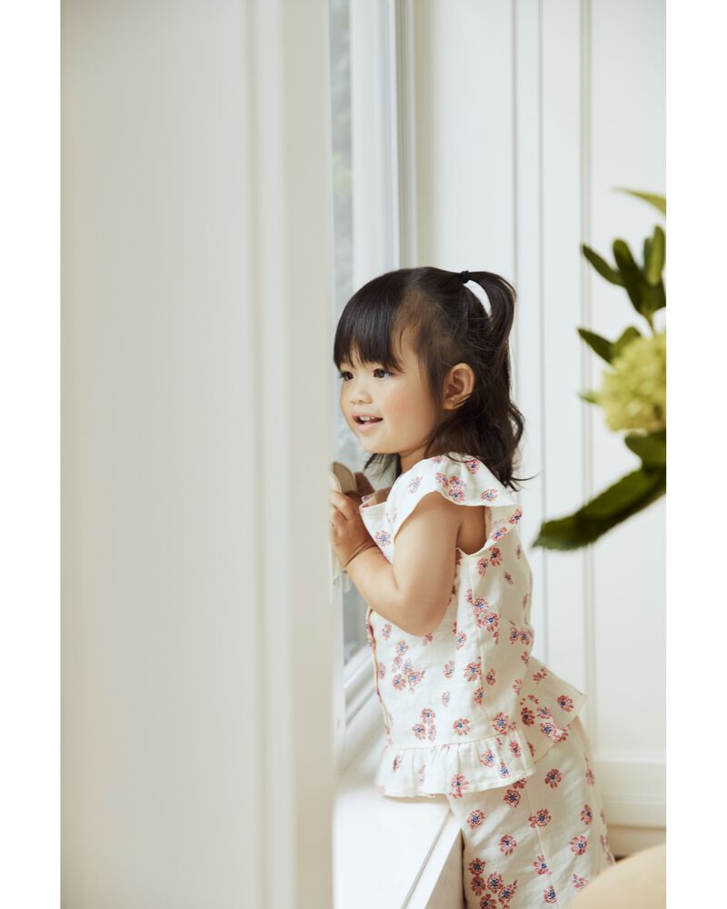 Toddler 2-Piece Floral Linen Top & Flare Pants Set
, image 2 of 5 slides