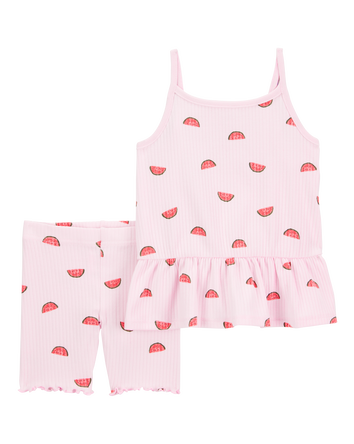 Baby 2-Piece Watermelon Tank & Bike Short Set - Pink, 