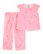 Toddler Unicorn Print Loose Fit 2-Piece Pajamas - Pink, image 1 of 3 slides