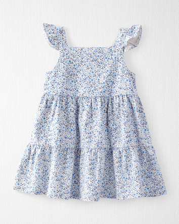 Baby Organic Cotton Dress in Blue Floral, 