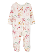 Baby Girl Zip-Up Floral PurelySoft Sleep & Play Pajamas, image 1 of 5 slides