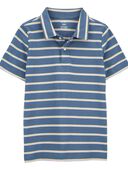 Blue - Kid Striped Jersey Polo Shirt