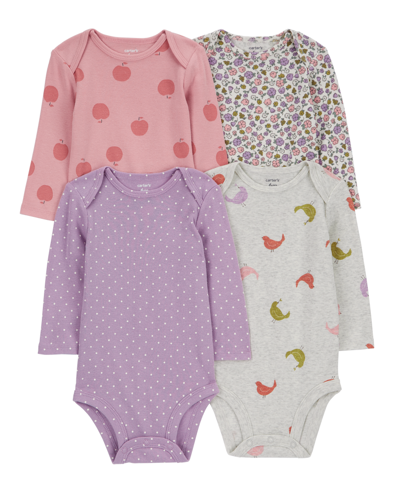 Baby 4-Pack Long-Sleeve Original Bodysuits, image 1 of 7 slides