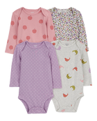 Baby 4-Pack Long-Sleeve Original Bodysuits, image 1 of 7 slides