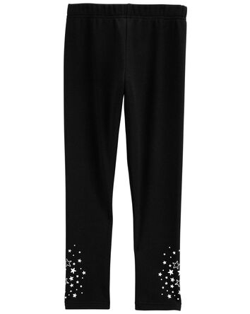 Kid Glitter Star Cozy Fleece Leggings, 