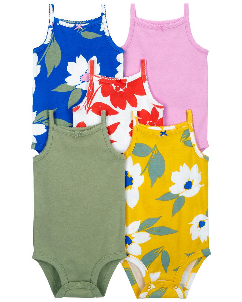 Baby 5-Pack Floral Tank Bodysuits, image 1 of 8 slides