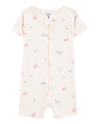 Baby 1-Piece Butterfly 100% Snug Fit Cotton Romper Pajamas - Ivory, image 1 of 3 slides