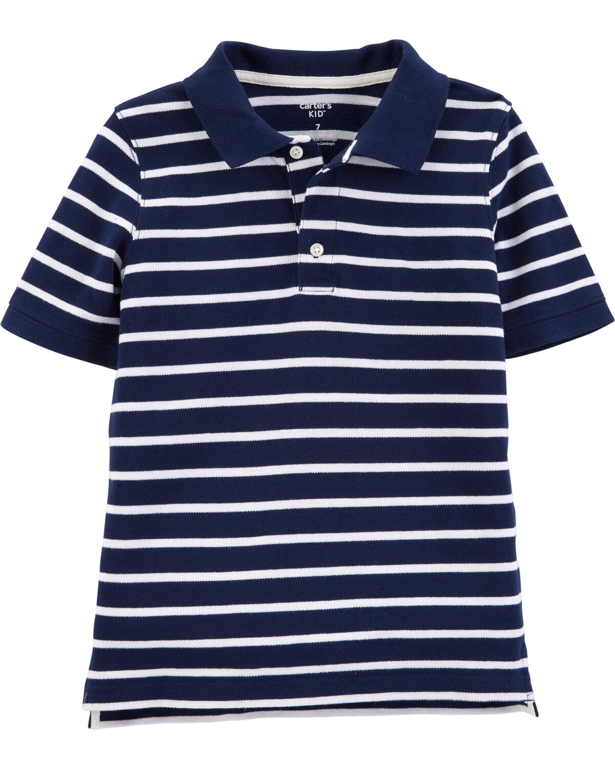 Kid Navy Striped Piqué Polo Shirt