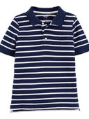 Navy/White - Kid Navy Striped Piqué Polo Shirt