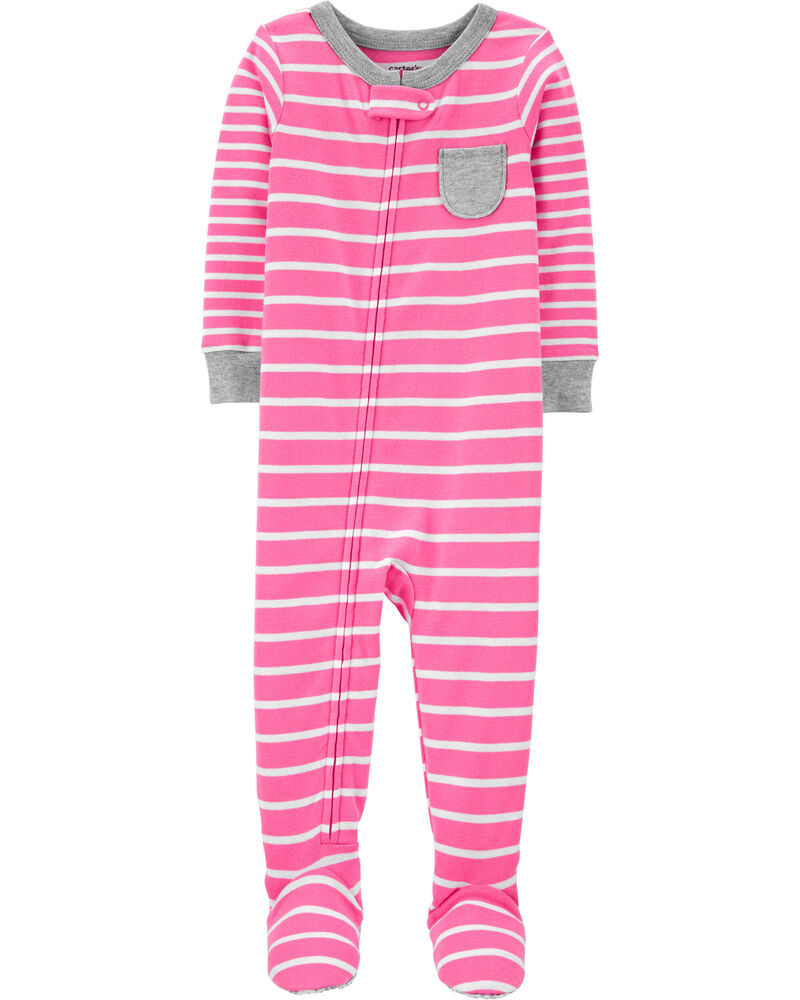 Toddler 1-Piece Striped 100% Snug Fit Cotton Footie Pajamas, image 1 of 4 slides
