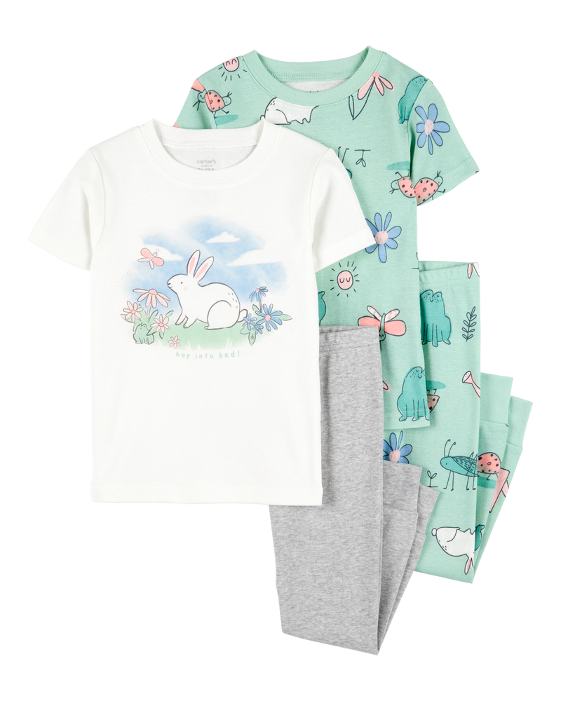 Baby 4-Piece Bunny Cotton Pajamas, image 1 of 4 slides