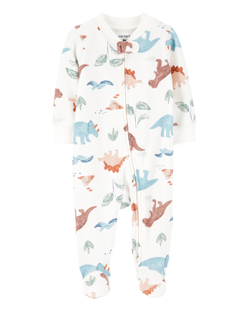 Baby Boy Dinosaur 2-Way Zip Cotton Sleep & Play Pajamas, 