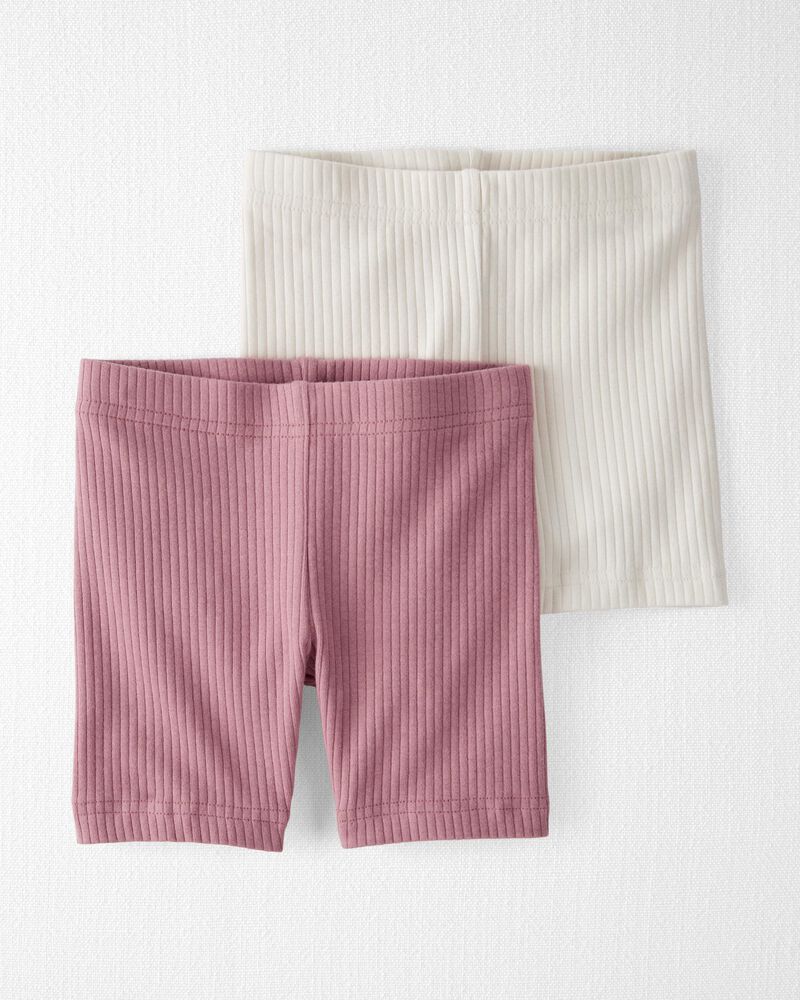 Toddler Organic Cotton Ribbed Pedal Shorts, image 1 of 3 slides