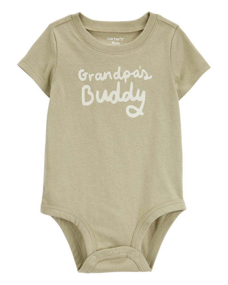 Baby Grandpa's Buddy Short-Sleeve Bodysuit - Olive, image 1 of 3 slides